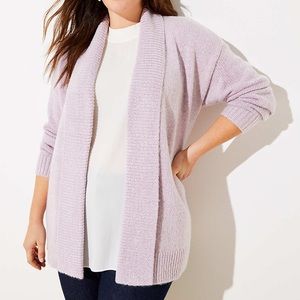 LOFT Plus Rib Trim Open Cardigan